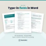 First Day checklist page with checkboxes and owner and due or completed columns for tasks such as collecting the SIN and TD1 forms, in front of the first page with employee details fields and the Onboarding Completion Review page. 60 checkboxes and 148 text fields, type-in fields in Word, PDF for printing.
