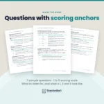 Inside the Structured Interview Guide and Scorecard: the 1 to 5 scoring scale and sample interview questions, each with what to listen for and scoring anchors for 1, 3 and 5