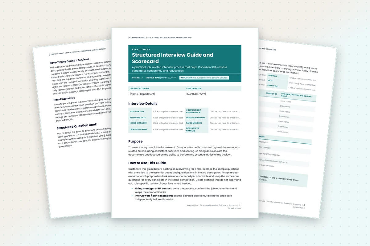 Structured Interview Guide and Scorecard template preview