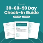 30-60-90 Day Check-In Guide template by Standardize It: the first page in front of the first week plan and the week 1 and day 30 check-in records. Word + PDF, 4 check-ins.