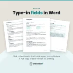 The Employment Agreement has type-in fields in Word: click a checkbox to tick it and click a grey prompt to type, with a PDF copy of each version for printing.
