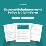 Expense Reimbursement Policy and Claim Form template by Standardize It: the policy's first page in front of the claim rules and the expense claim form. Word + PDF, policy + claim form.