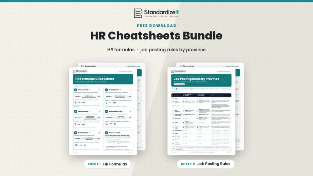 HR Cheatsheets Bundle with the HR Formulas and Job Posting Rules by Province cheat sheets