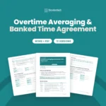 Overtime Averaging and Banked Time Agreement template by Standardize It: the first page in front of the averaging of hours and banked time pages. Word + PDF, 13 versions.