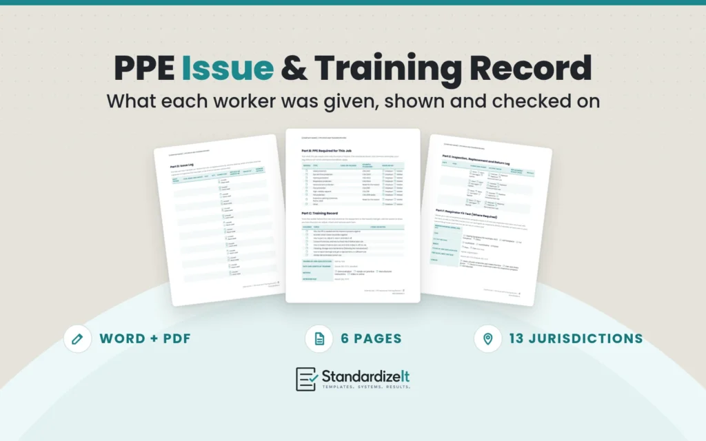 PPE Issue and Training Record preview