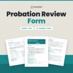 Probation Review Form template by Standardize It: the Ontario version's first page in front of the notice rules and the fairness check and decision pages. Word + PDF, 13 jurisdictions.