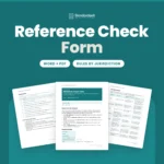 Reference Check Form template by Standardize It: the first page in front of the question bank and the jurisdiction notes table. Word + PDF, rules by jurisdiction.