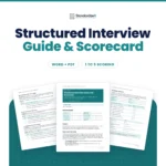 Structured Interview Guide and Scorecard template by Standardize It: the first page in front of the question bank and the candidate scorecard. Word + PDF, 1 to 5 scoring.